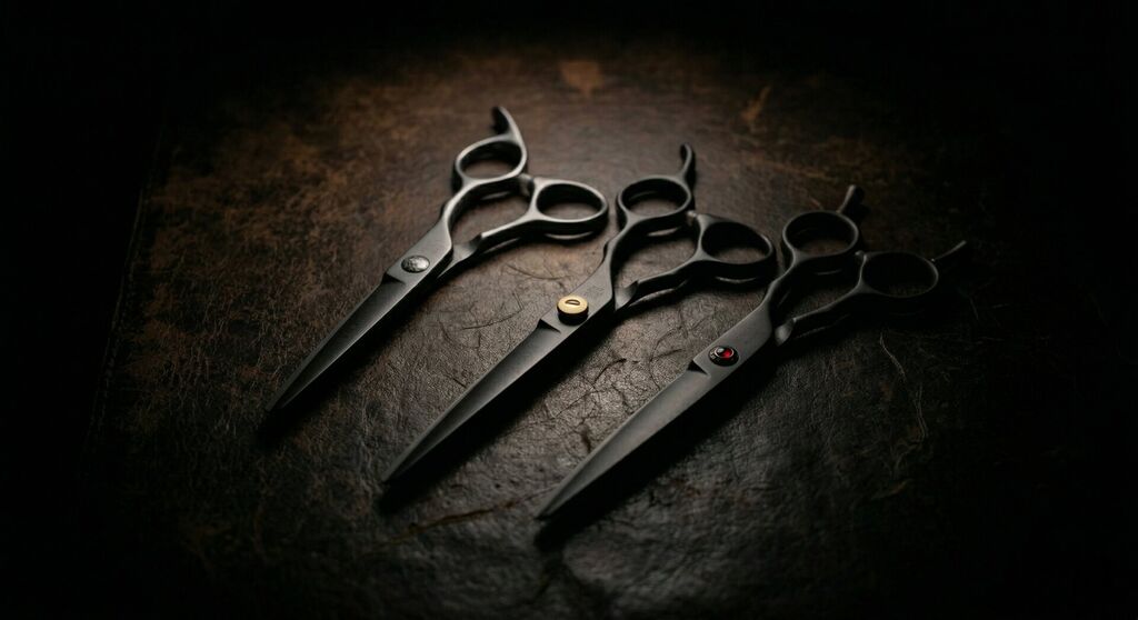 Mina Black Diamond slim-design hair cutting shear with golden spotlight